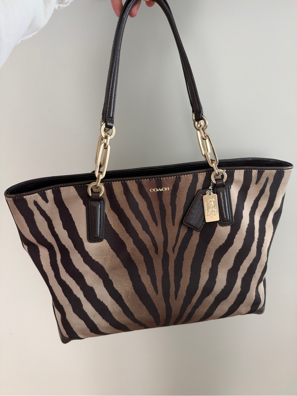 Coach zebra print tote bag